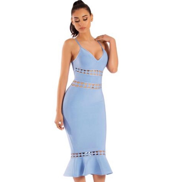 Miss Circle Dresses & Skirts - Miss Circle Light Blue Cut Out Bandage Dress